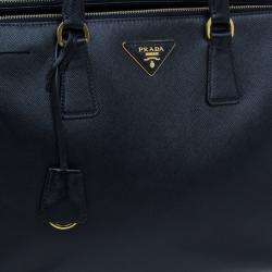 Pre Owned Prada Black Saffiano Lux Double-Zip Tote