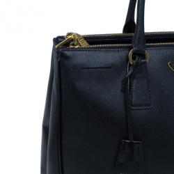 Pre Owned Prada Black Saffiano Lux Double-Zip Tote