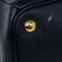 Pre Owned Prada Black Saffiano Lux Double-Zip Tote