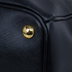 Pre Owned Prada Black Saffiano Lux Double-Zip Tote