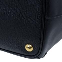 Pre Owned Prada Black Saffiano Lux Double-Zip Tote