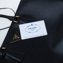 Pre Owned Prada Black Saffiano Lux Double-Zip Tote