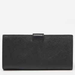 Pre Owned Prada Black Leather Saffiano Leather Wallet