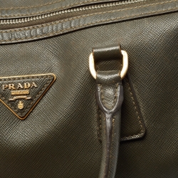 Prada Olive Green Saffiano Leather Bowler Bag
