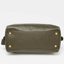 Pre Owned Prada Olive Green Saffiano Leather Bowler Bag