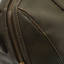Pre Owned Prada Olive Green Saffiano Leather Bowler Bag