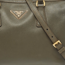 Prada Olive Green Saffiano Leather Bowler Bag