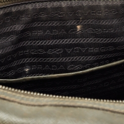 Pre Owned Prada Olive Green Saffiano Leather Bowler Bag