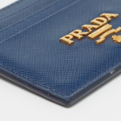 Pre Owned Prada Blue Saffiano Leather Card Holder