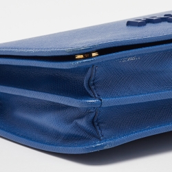 Pre Owned Prada Blue Saffiano Leather Wallet on Chain