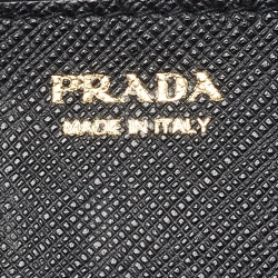Prada Black Saffiano Metal Leather Compact Wallet