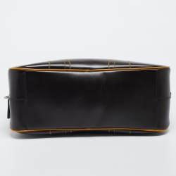 Pre Owned Prada Choco Brown/Yellow Easy Calf Leather Bowler Bag
