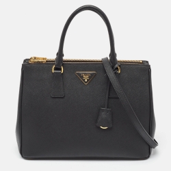 Pre Owned Prada Black Leather Large Galleria Tote