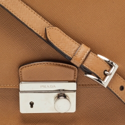 مملوكة مسبقًا Prada Brown Saffiano Leather Sound Top Handle Bag