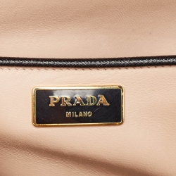 Prada Black Saffiano Lux Leather Pyramid Frame Satchel