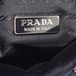 Pre Owned Prada Black Velvet Crystals Embellished Fold Over Clutch