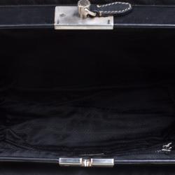 Pre Owned Prada Black Tessuto Framed Satchel
