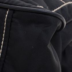 Pre Owned Prada Black Tessuto Framed Satchel