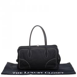 Pre Owned Prada Black Tessuto Framed Satchel