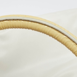 Pre Owned Prada Light Yellow/Cream Nylon and Patent Leather Crystals Embellished Tote