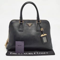 Pre Owned Prada Black Saffiano Leather Medium Promenade Satchel