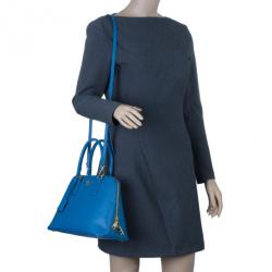 Prada Indigo Blue Saffiano Leather Top Handle Bag