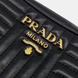 Pre Owned Prada Black Leather Daigramme Crossbody Bag