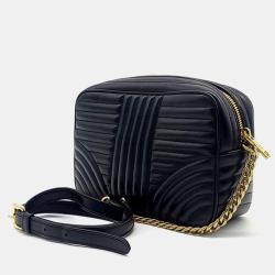 Pre Owned Prada Black Leather Daigramme Crossbody Bag