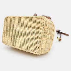 Pre Owned Prada Multicolor Wicker Canvas Basket Bag
