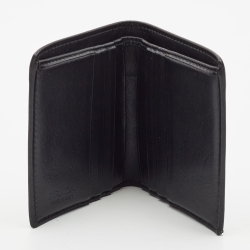 Pre Owned Prada Black Glossy Triangle Quilt Leather Flap Card Case 