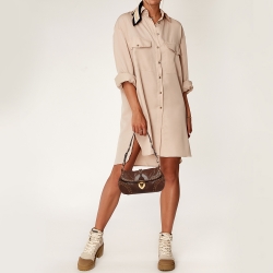 Pre Owned Prada Brown Leather Whipstitch Grommet Baguette Bag