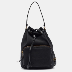 Pre Owned Prada Black Canvas Drawstring Bucket Bag