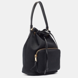 Pre Owned Prada Black Canvas Drawstring Bucket Bag