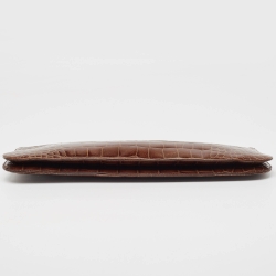 Pre Owned Prada Brown Crocodile Zip Long Pouch