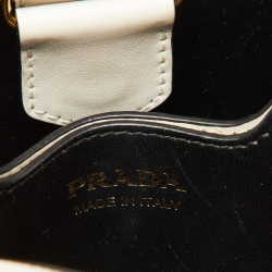 Pre Owned Prada White Saffiano Leather Small Panier Top Handle Bag