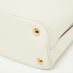 Pre Owned Prada White Saffiano Leather Small Panier Top Handle Bag