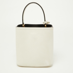 Pre Owned Prada White Saffiano Leather Small Panier Top Handle Bag