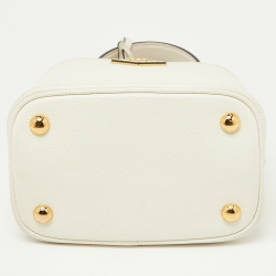 Pre Owned Prada White Saffiano Leather Small Panier Top Handle Bag