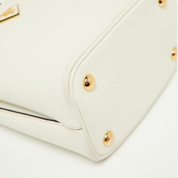 Pre Owned Prada White Saffiano Leather Small Panier Top Handle Bag