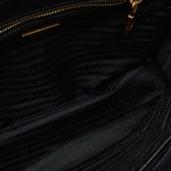 Pre Owned Prada Black Saffiano Lux Leather Medium Double Zip Tote
