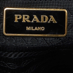 Pre Owned Prada Black Saffiano Lux Leather Medium Double Zip Tote