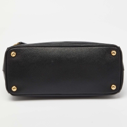 Pre Owned Prada Black Saffiano Lux Leather Medium Double Zip Tote