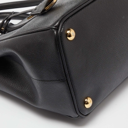Pre Owned Prada Black Saffiano Lux Leather Medium Double Zip Tote