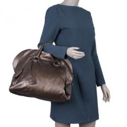 Pre Owned Prada Bronze Metallic Nappa Ruffle Bag