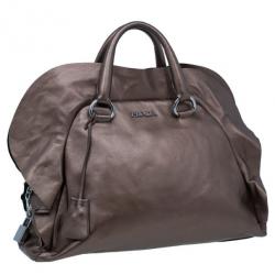 Pre Owned Prada Bronze Metallic Nappa Ruffle Bag