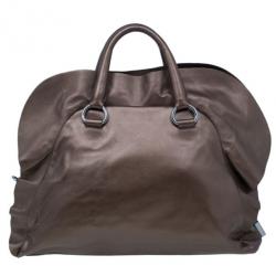 Pre Owned Prada Bronze Metallic Nappa Ruffle Bag