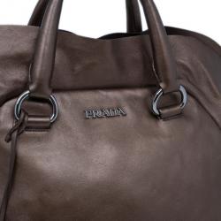 Pre Owned Prada Bronze Metallic Nappa Ruffle Bag