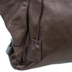 Pre Owned Prada Bronze Metallic Nappa Ruffle Bag