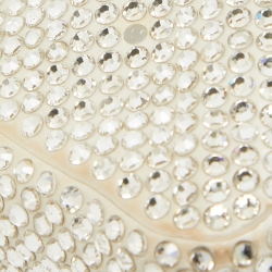 Pre Owned Prada White Satin Crystal Embellished Re-Edition 2000 Baguette Bag