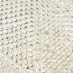 Pre Owned Prada White Satin Crystal Embellished Re-Edition 2000 Baguette Bag